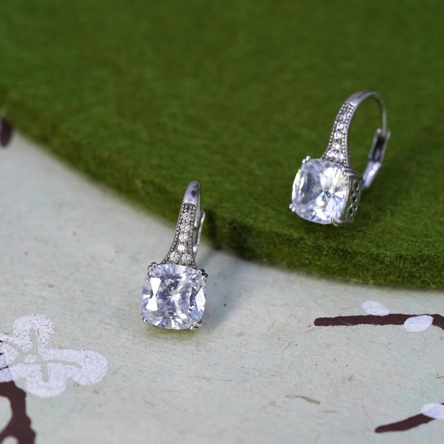 Vintage Cubic Zirconia Sterling 925 Silver Earrings