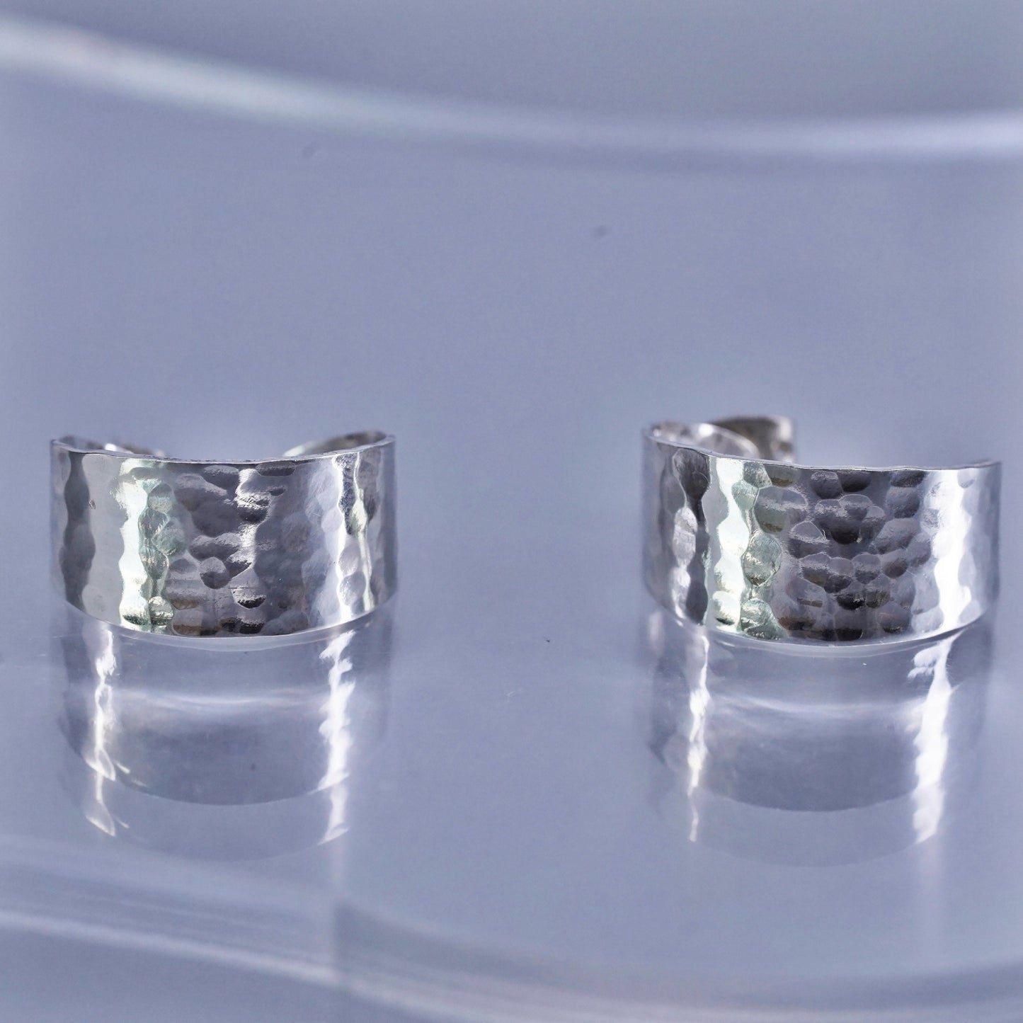 0.75”, Sterling silver handmade earrings, modern 925 hammered huggie studs