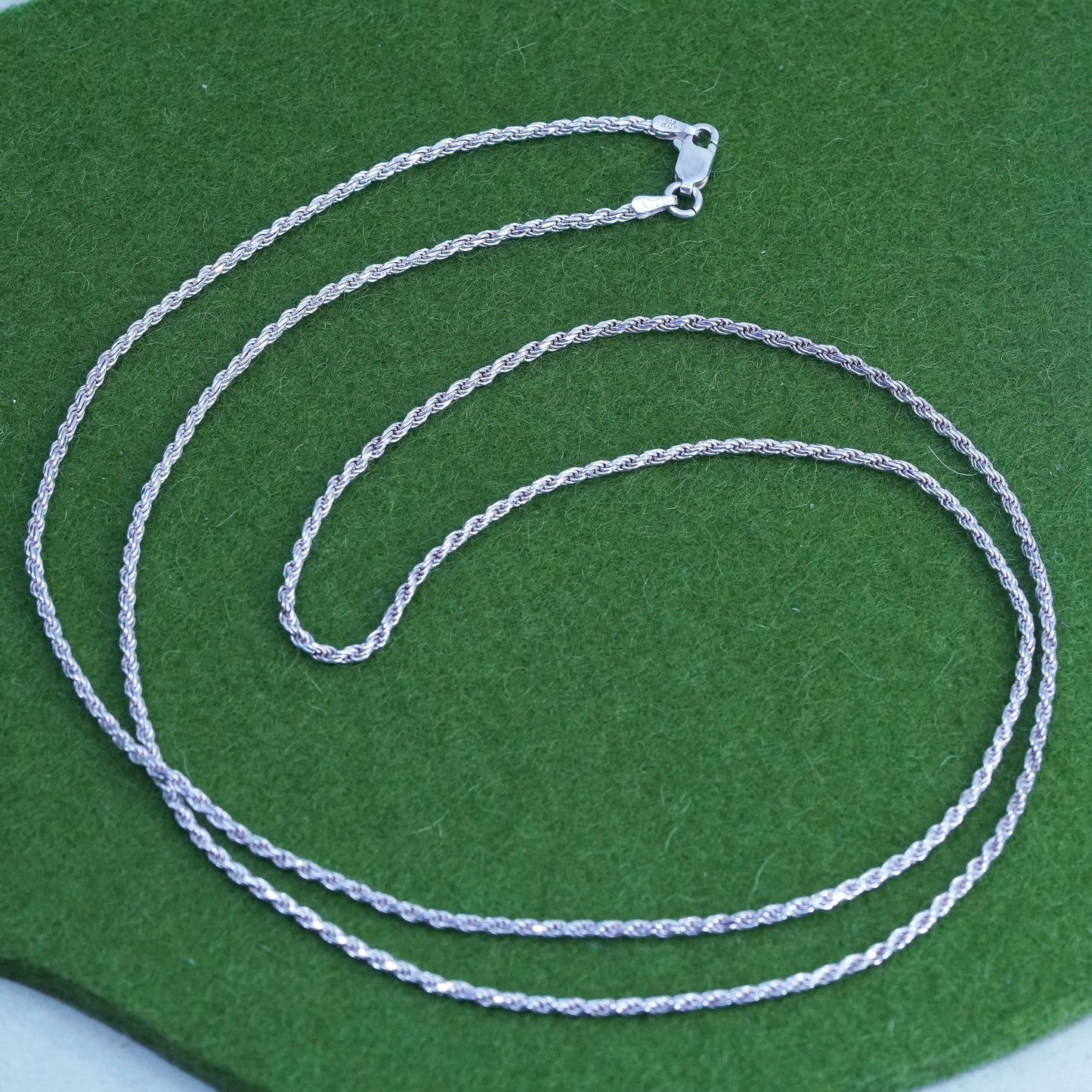 30”, 2mm, vintageSterling silver necklace, 925 diamond cut rope chain