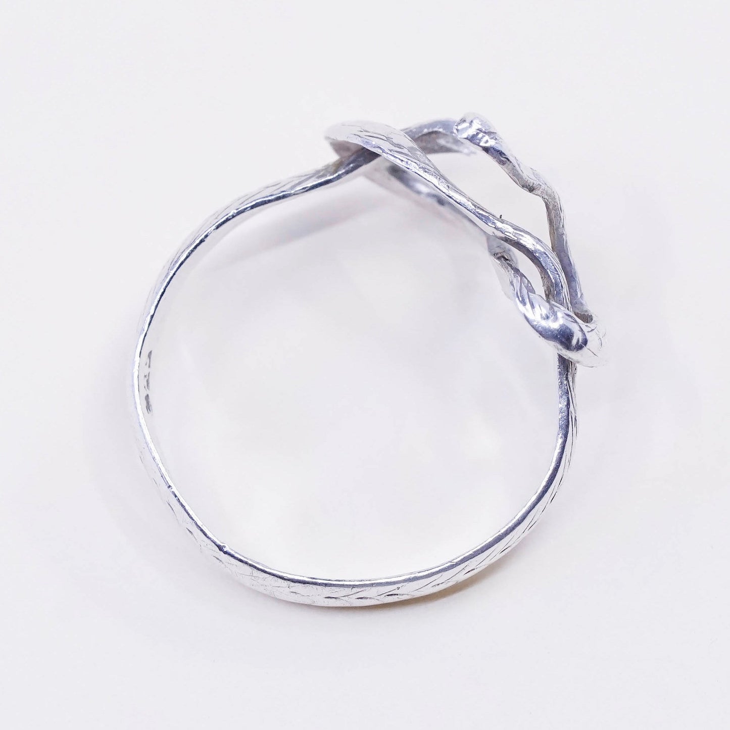 Size 7.75, vintage Sterling silver handmade ring, 925 silver snake band