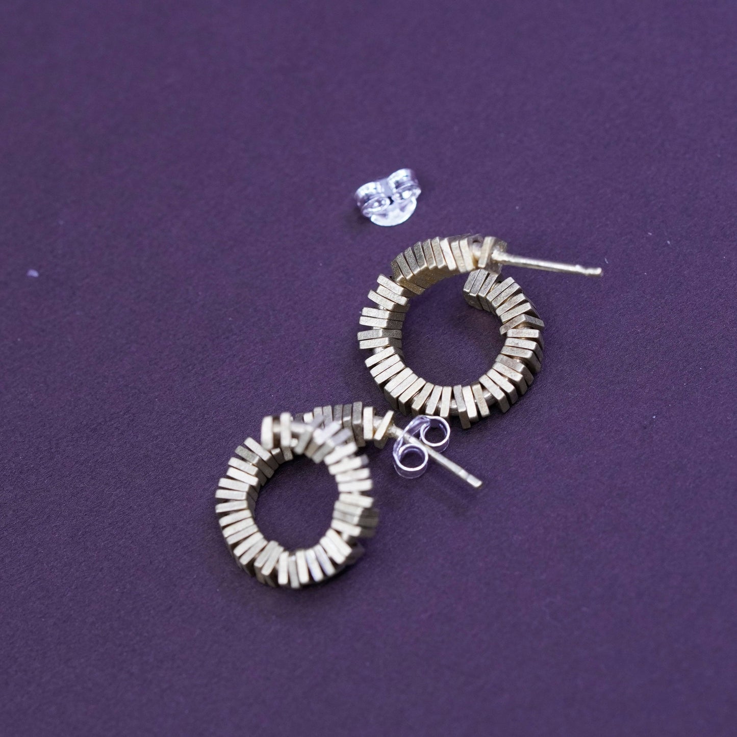 0.5”, vermeil gold over Sterling silver handmade cluster earrings, 925 huggie