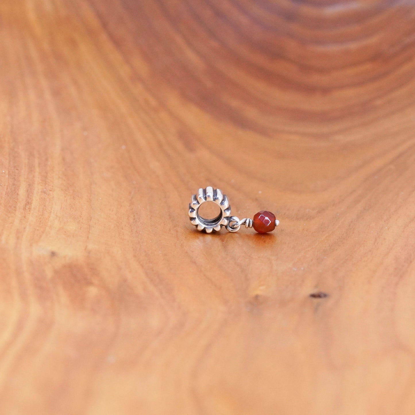 Vintage ALE Sterling 925 silver handmade charm with carnelian beads