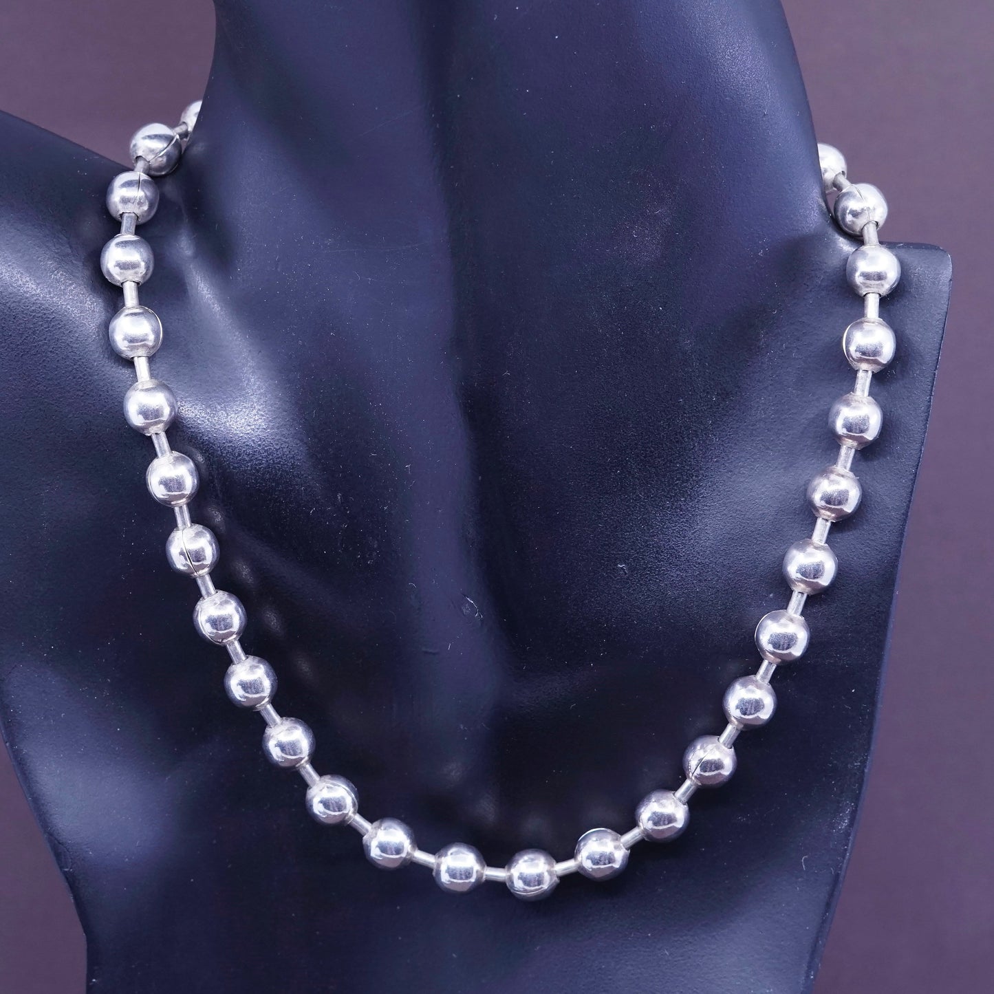 16”, vintage Sterling silver handmade necklace, Italy 925 beads chain