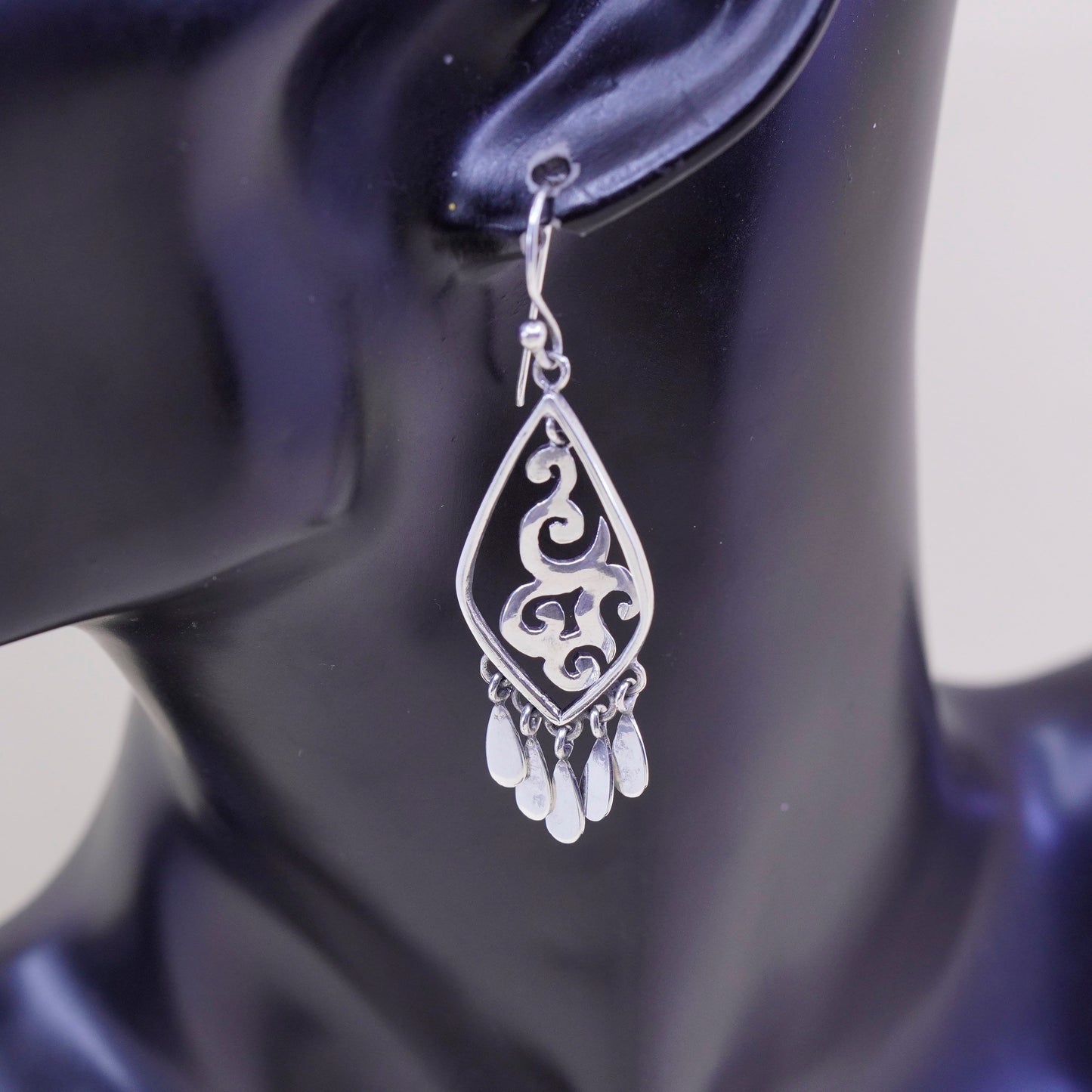 vtg silpada Sterling silver handmade earrings, 925 filigree teardrop dangles