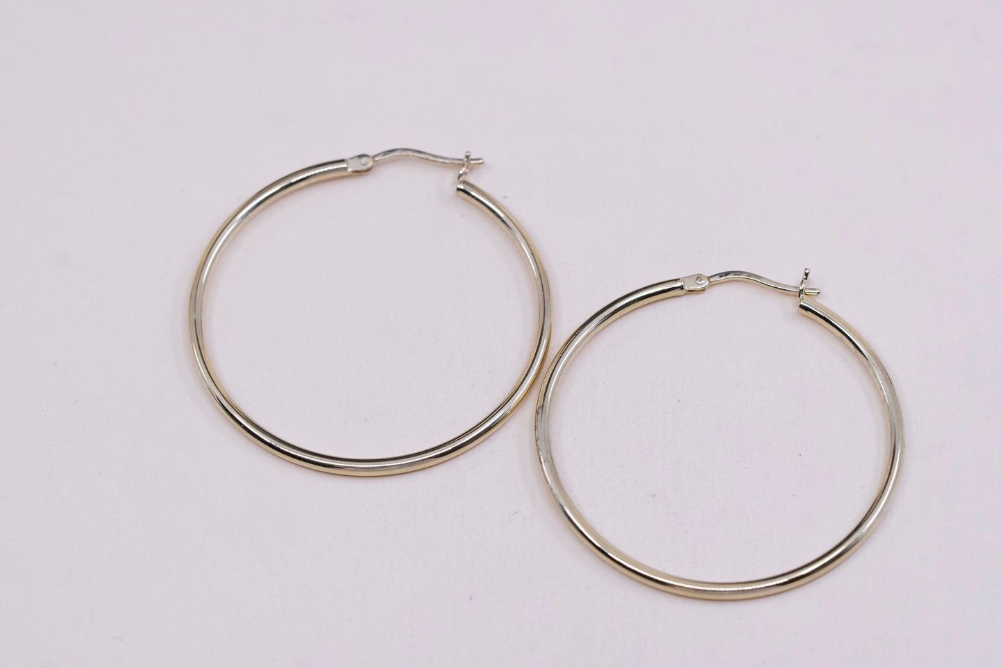 1.75” vtg vermeil gold over sterling silver earrings, minimalist hoops