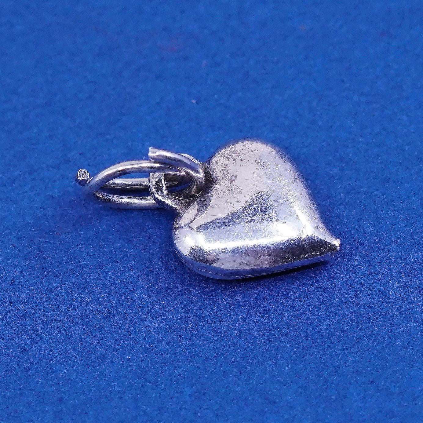 vtg sterling silver handmade pendant, 925 3D heart charm