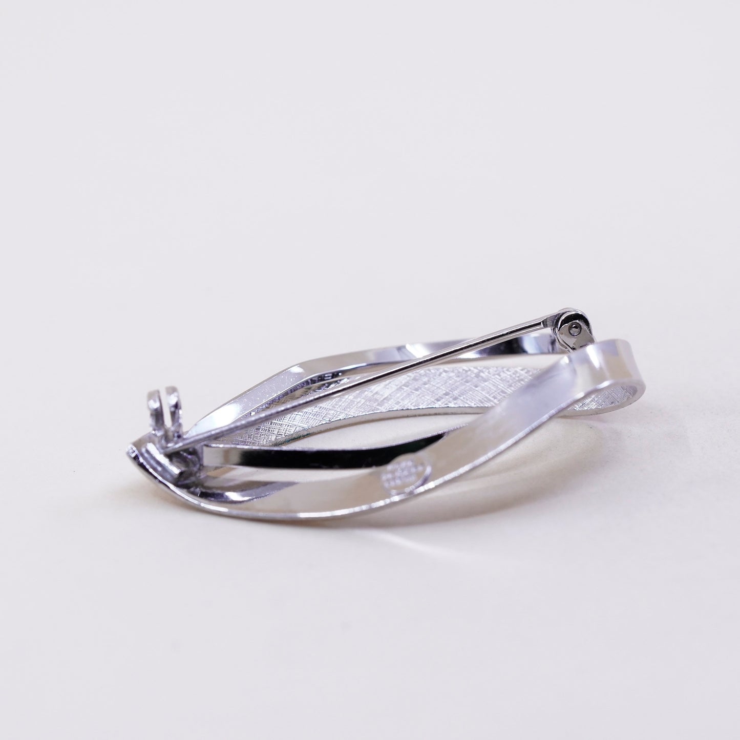 Vintage sterling silver handmade brooch, 925 entwined knot pin, simple, modern