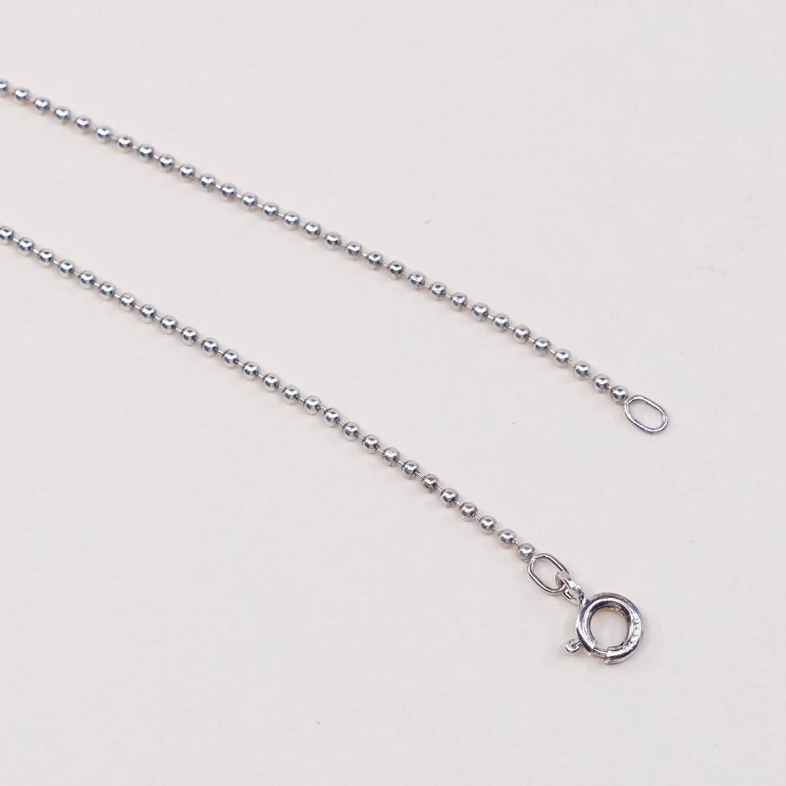 16", 1mm, sterling silver beads chain, Italy made 925 silver necklace