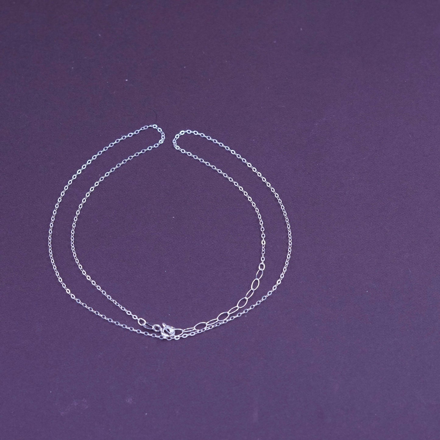 18+2”, 1mm, vintage Sterling silver necklace, 925 flatten circle link chain