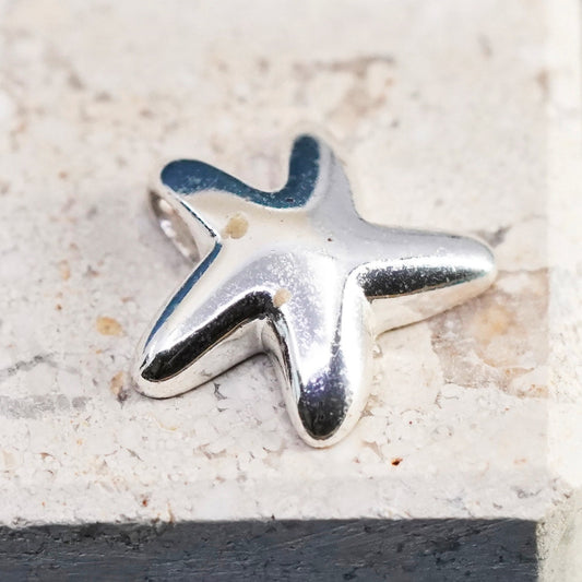 Vintage Sterling silver handmade pendant, 925 starfish tag charm