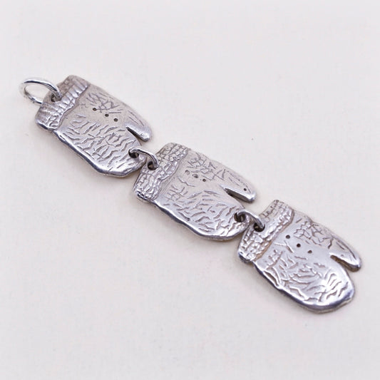 Vintage Sterling silver handmade pendant, 925 gloves, stamped 925