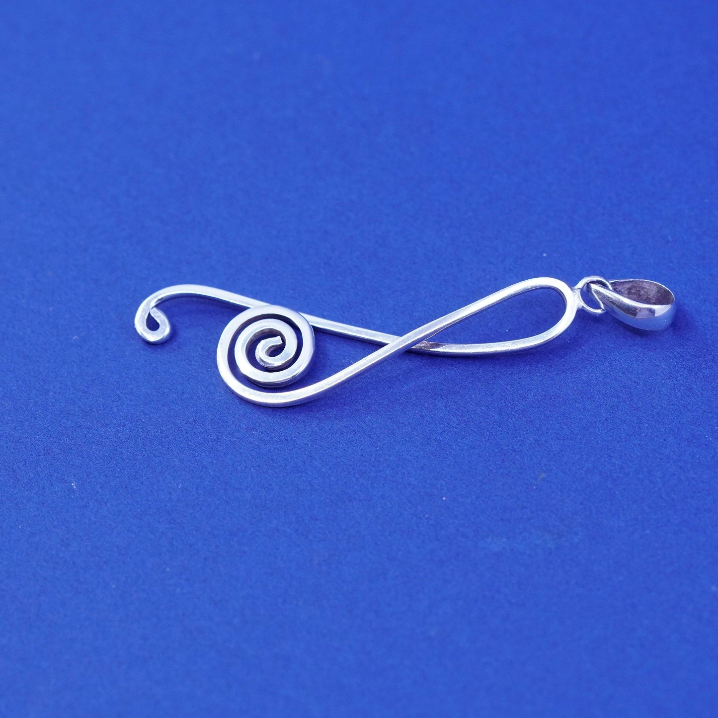 Vintage sterling silver handmade pendant, 925 whirly, swirl music note