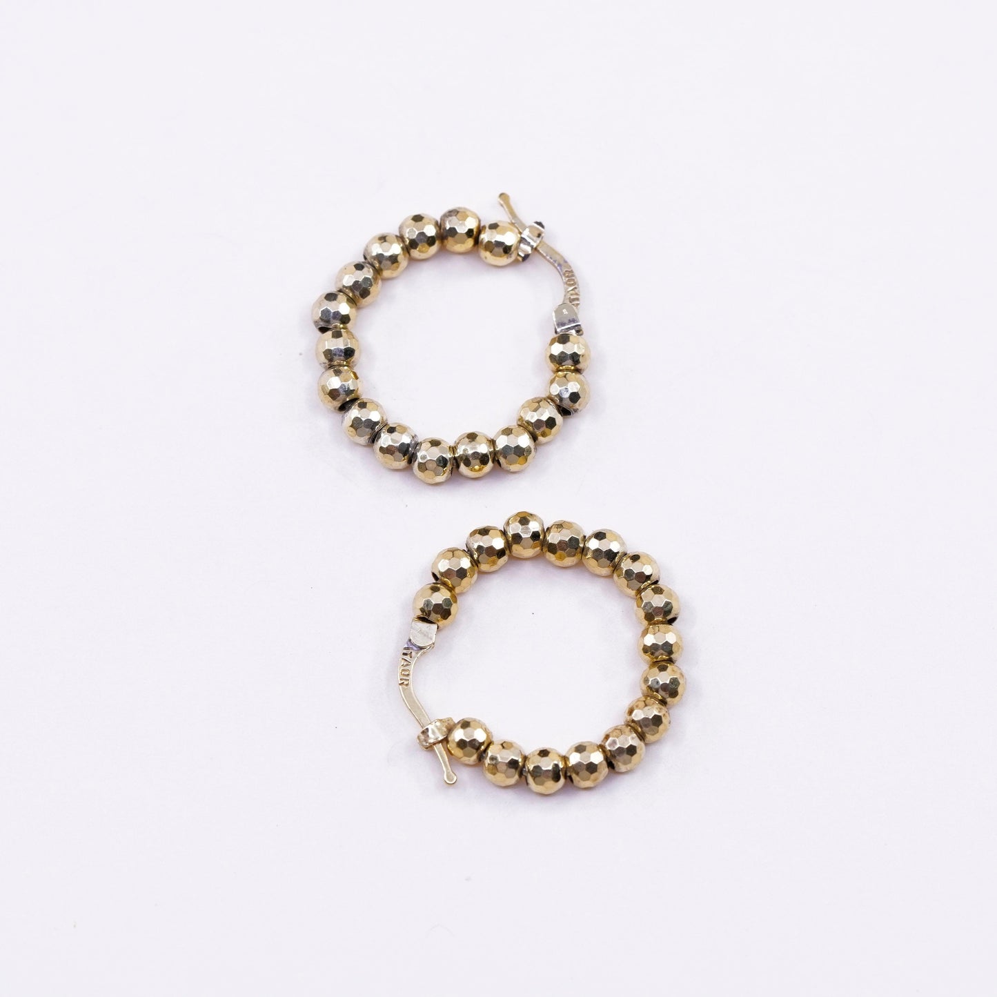 1”, vermeil gold over sterling 925 silver loop handmade earrings, beaded hoops