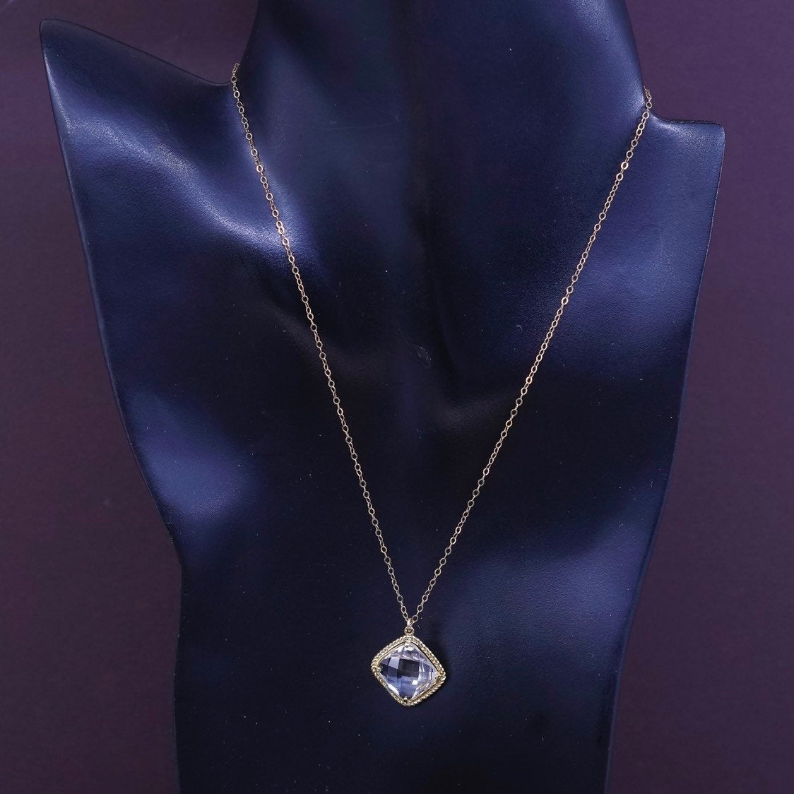 16", 1/20 14K gold filled handmade necklace, Circle chain w/ crystal pendant