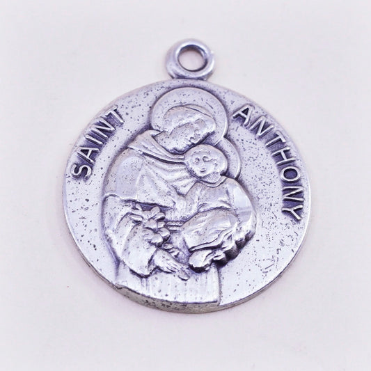 Vintage sterling 925 silver pendant charm with “Saint Anthony”, Catholic