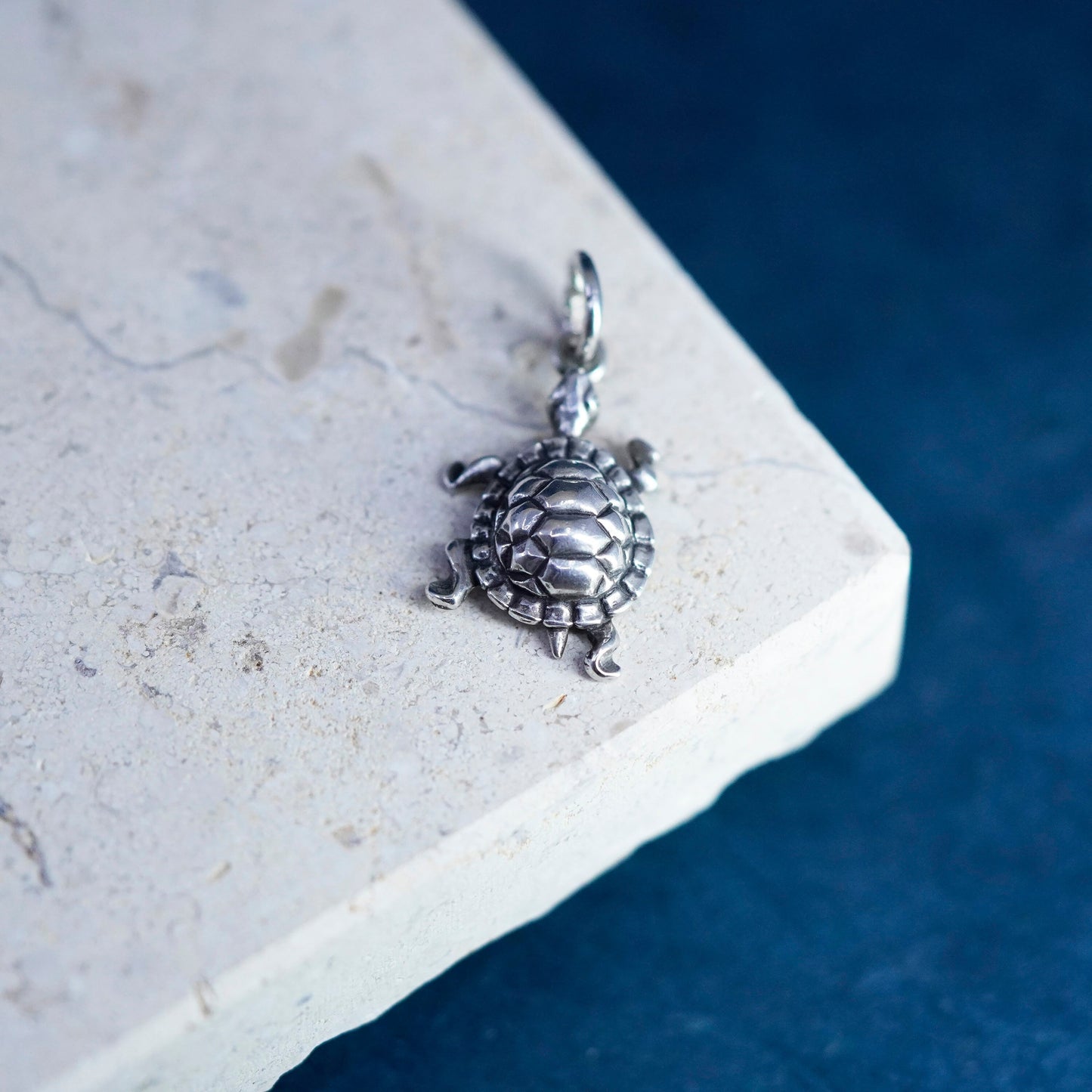 Vintage Sterling silver handmade pendant, 925 turtle charm