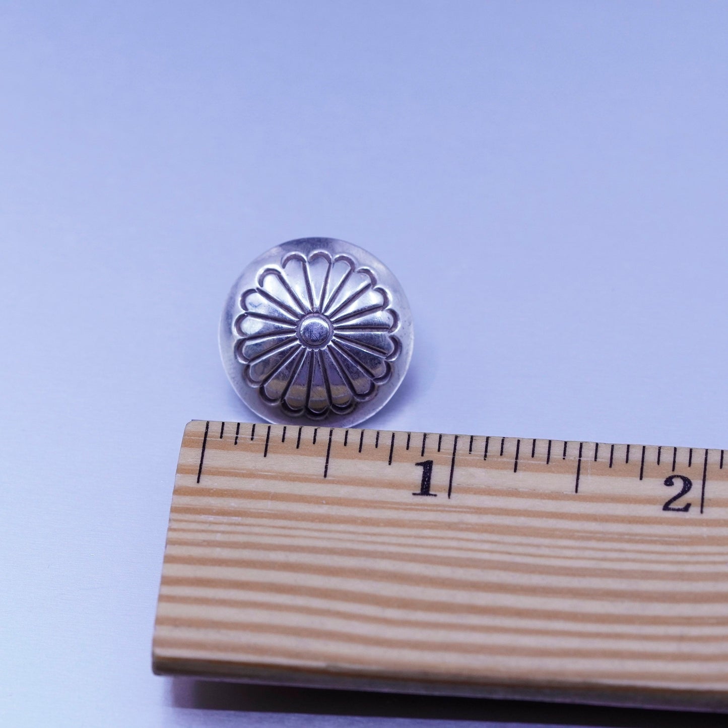 Vintage Sterling 925 silver handmade earrings, circle bead studs