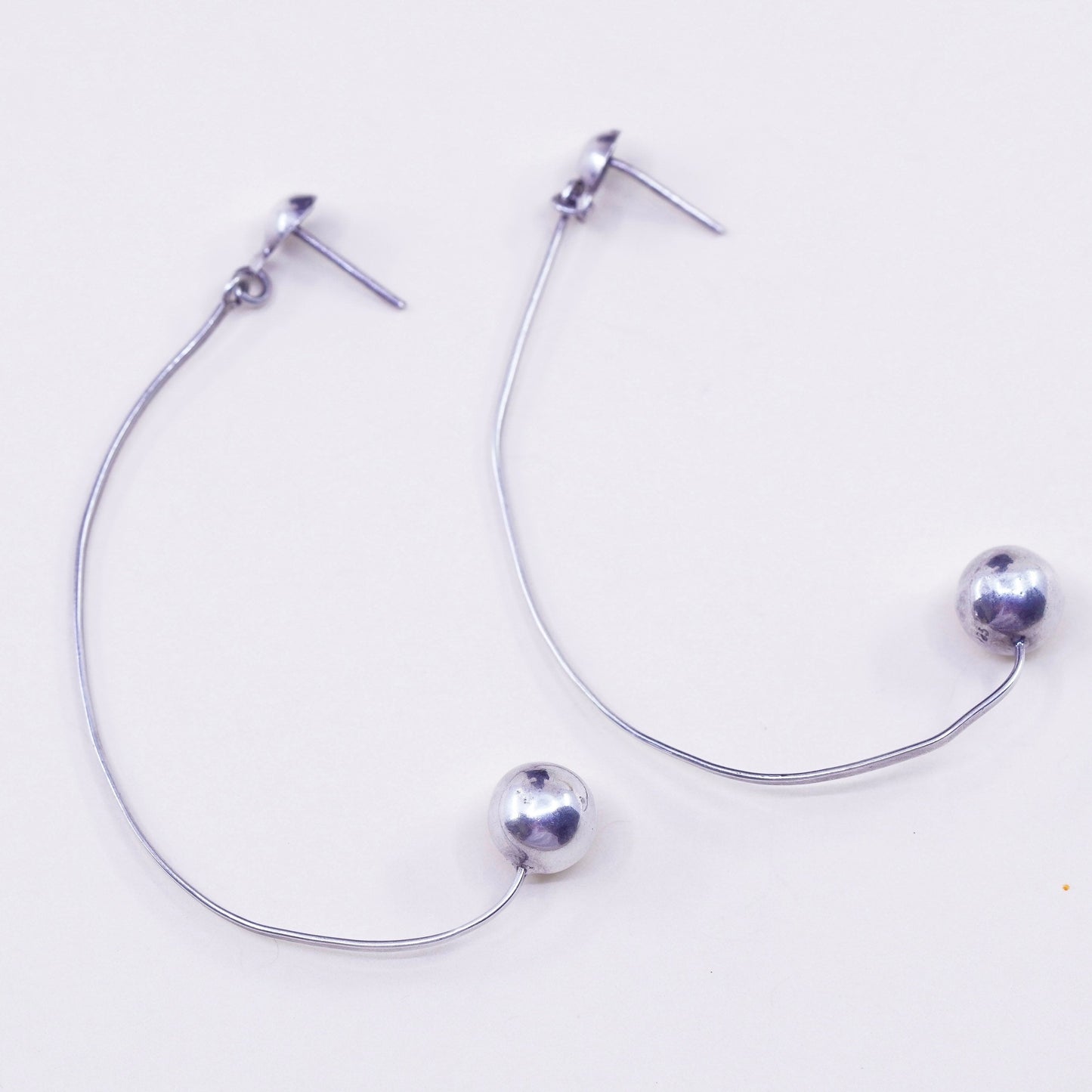 Vintage Sterling silver handmade earrings, 925 beads dangles