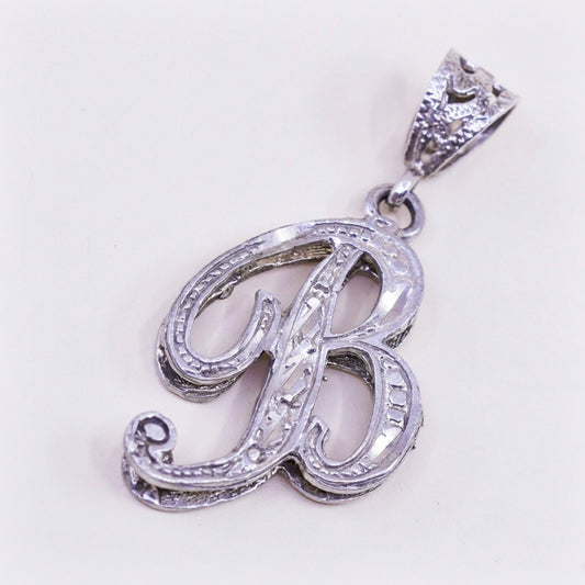 Vintage sterling silver handmade pendant, 925 tag charm with initial “B”
