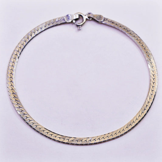 7.25”, vermeil gold over sterling silver bracelet, Italy 925 herringbone chain