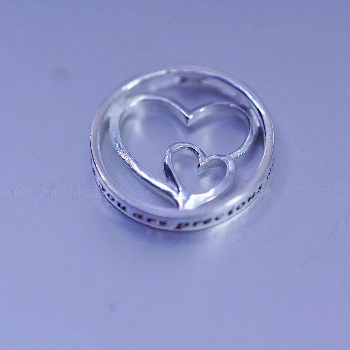 sterling 925 silver double hearts pendant charm “aunts like you are precious