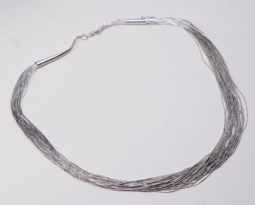 30”+4”, Vtg Carolyn Pollack Liquid 925 Sterling Silver 30 Strands Necklace