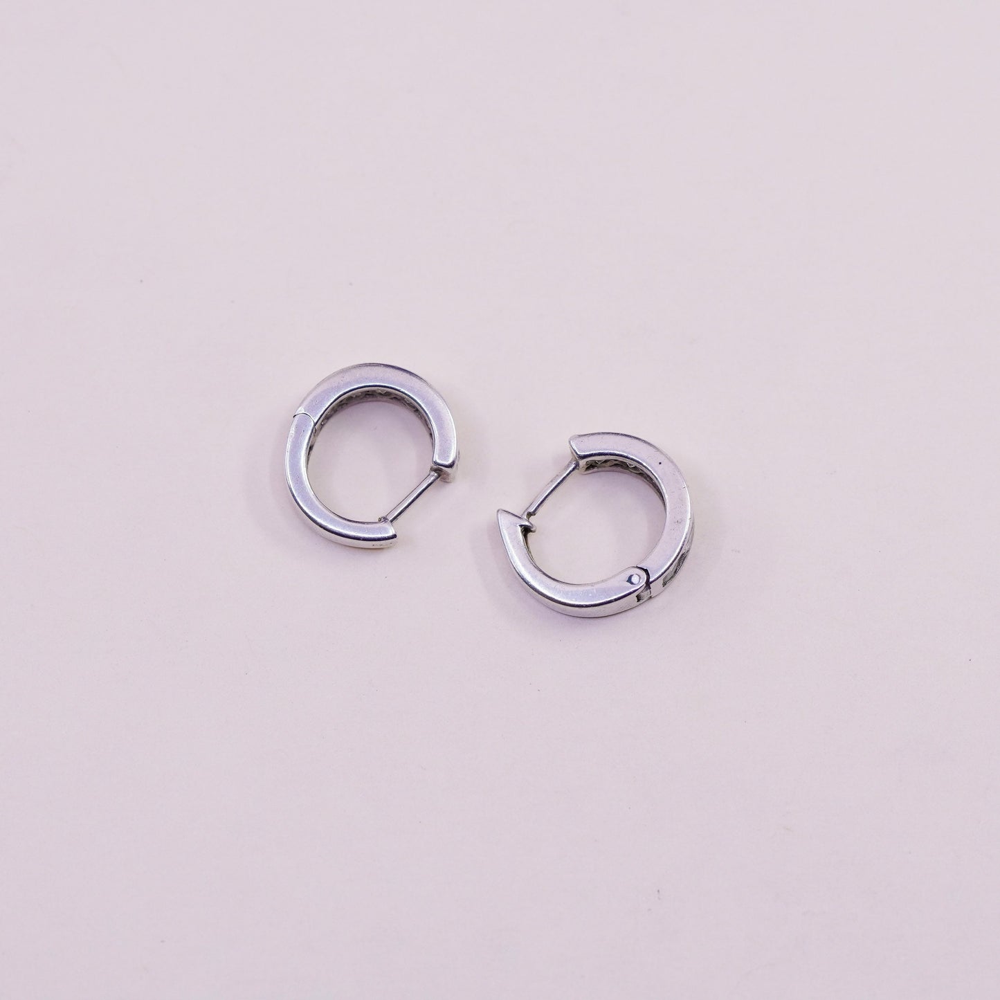 0.5”, Vintage sterling silver earrings, 925 hoops, huggie, with cz