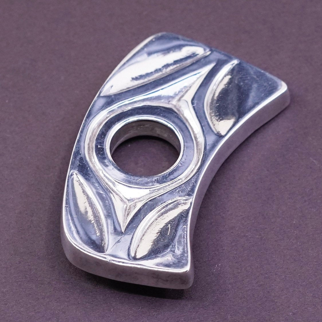vtg Sterling silver handmade pendant, abstract 925 pendant