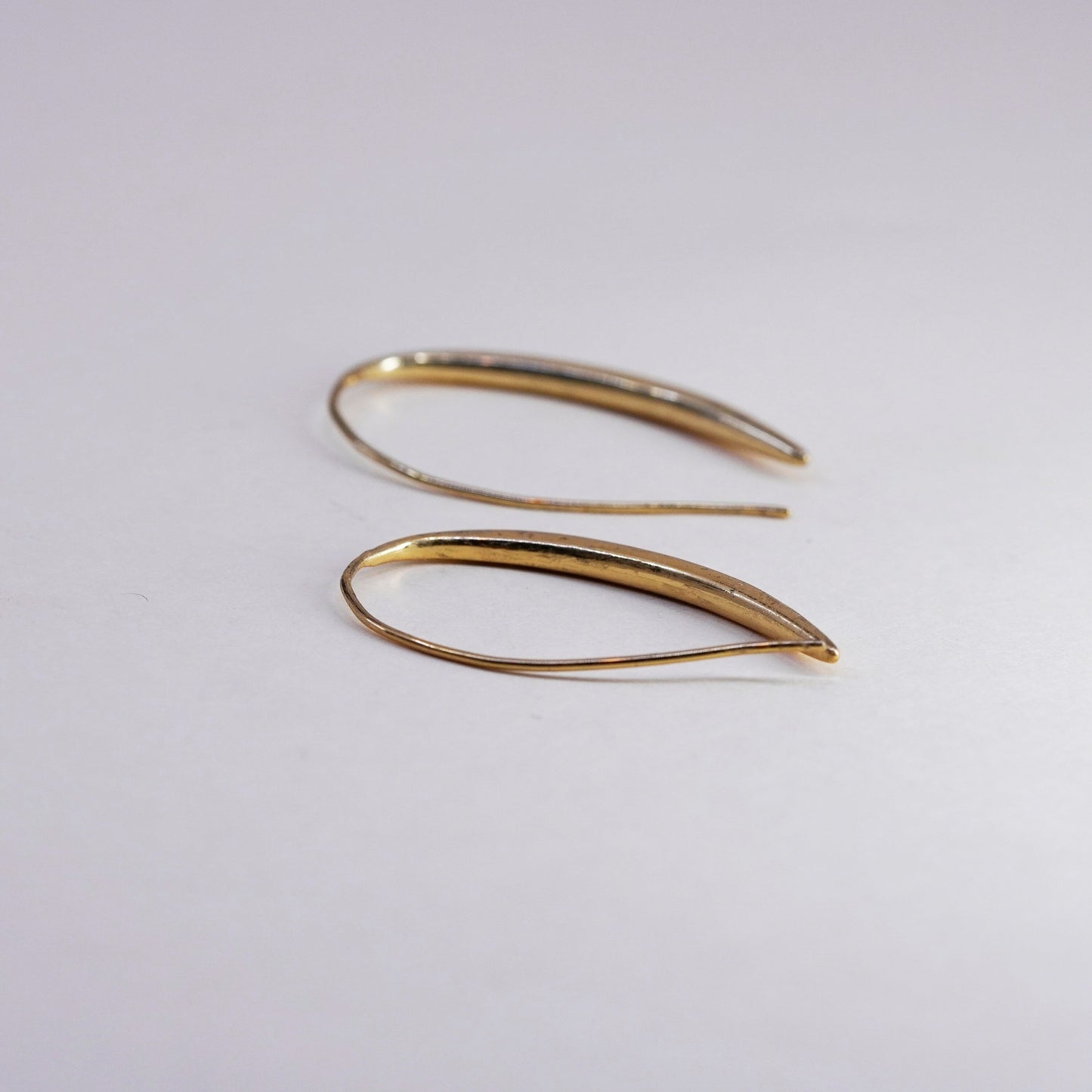 1.5”, Vintage vermeil gold over sterling silver loop earrings, minimalist