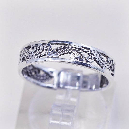 Size 6.75, vintage sterling silver handmade ring, 925 silver band with filigree