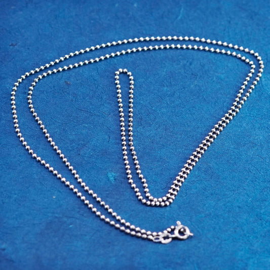 30”, 1mm, vintage Sterling silver handmade necklace, 925 bead chain