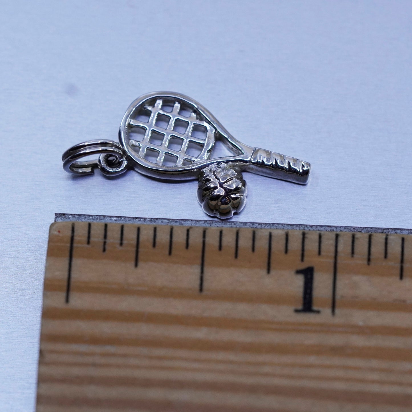 Antique Sterling silver handmade 925 tennis racket charm pendant