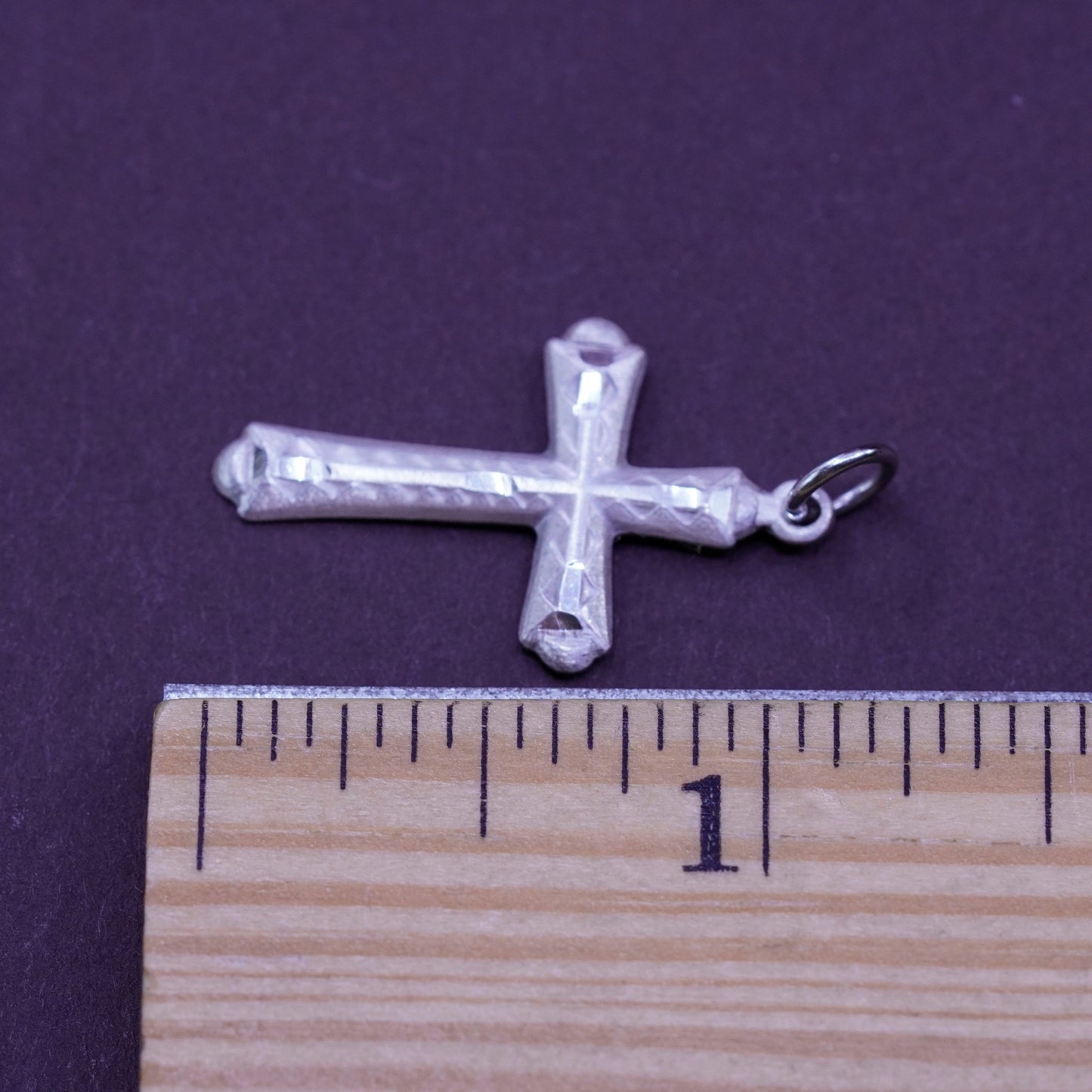 Vintage Sterling silver handmade pendant, 925 textured cross