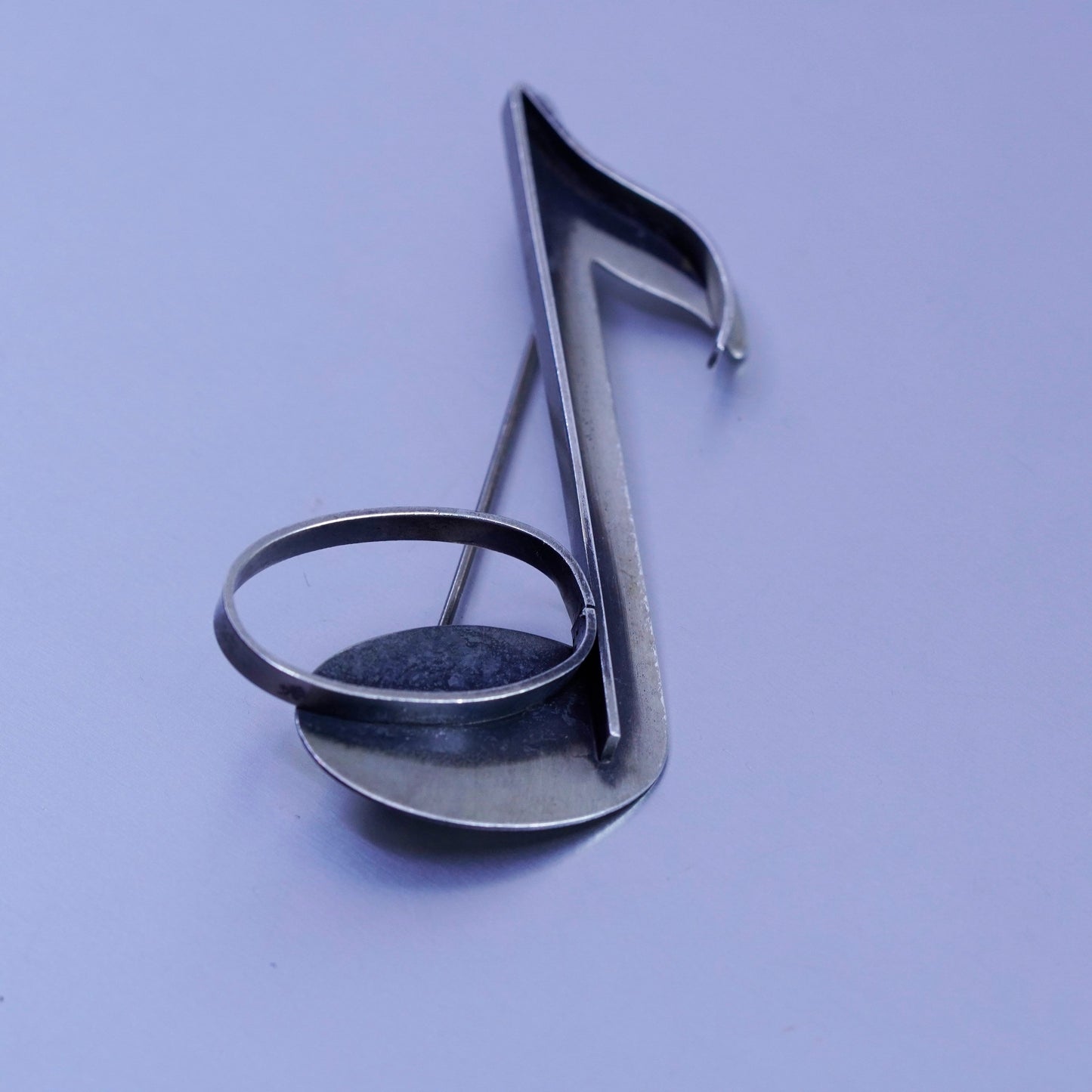 Vintage Beau sterling silver handmade brooch, modern 925 music symbol pin