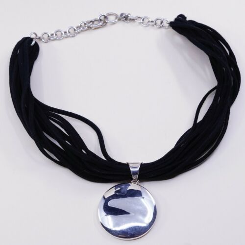 Silpada N1107 Sterling 925 Silver Pendant Black Leather Multi Strand Necklace