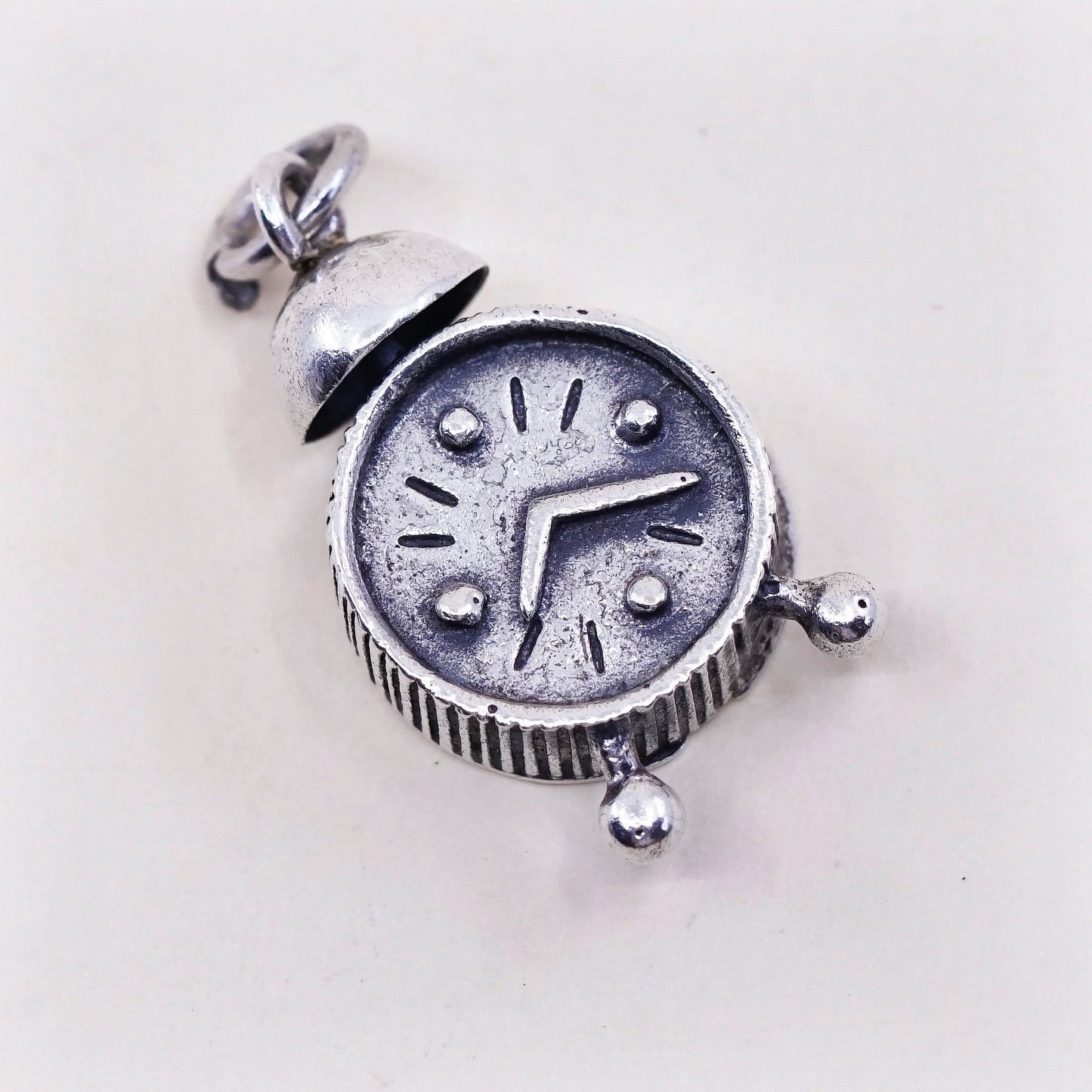 Vintage danecraft sterling silver handmade pendant, 925 old fashion clock charm