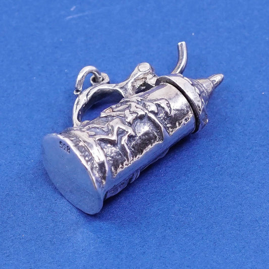 vtg Sterling silver handmade pendant. 925 antique milk pot charm