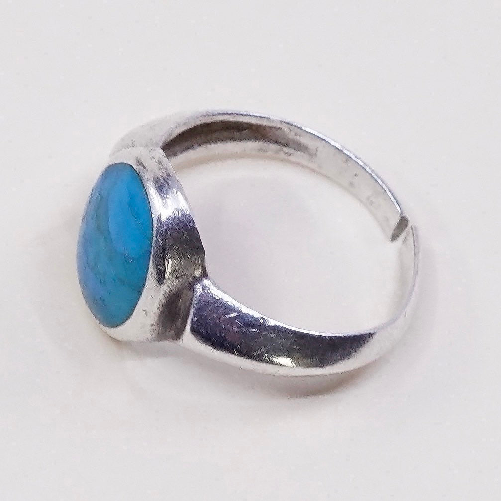sz 7.5, vtg sterling silver ring, handmade 925 ring w/ turquoise, southwestern