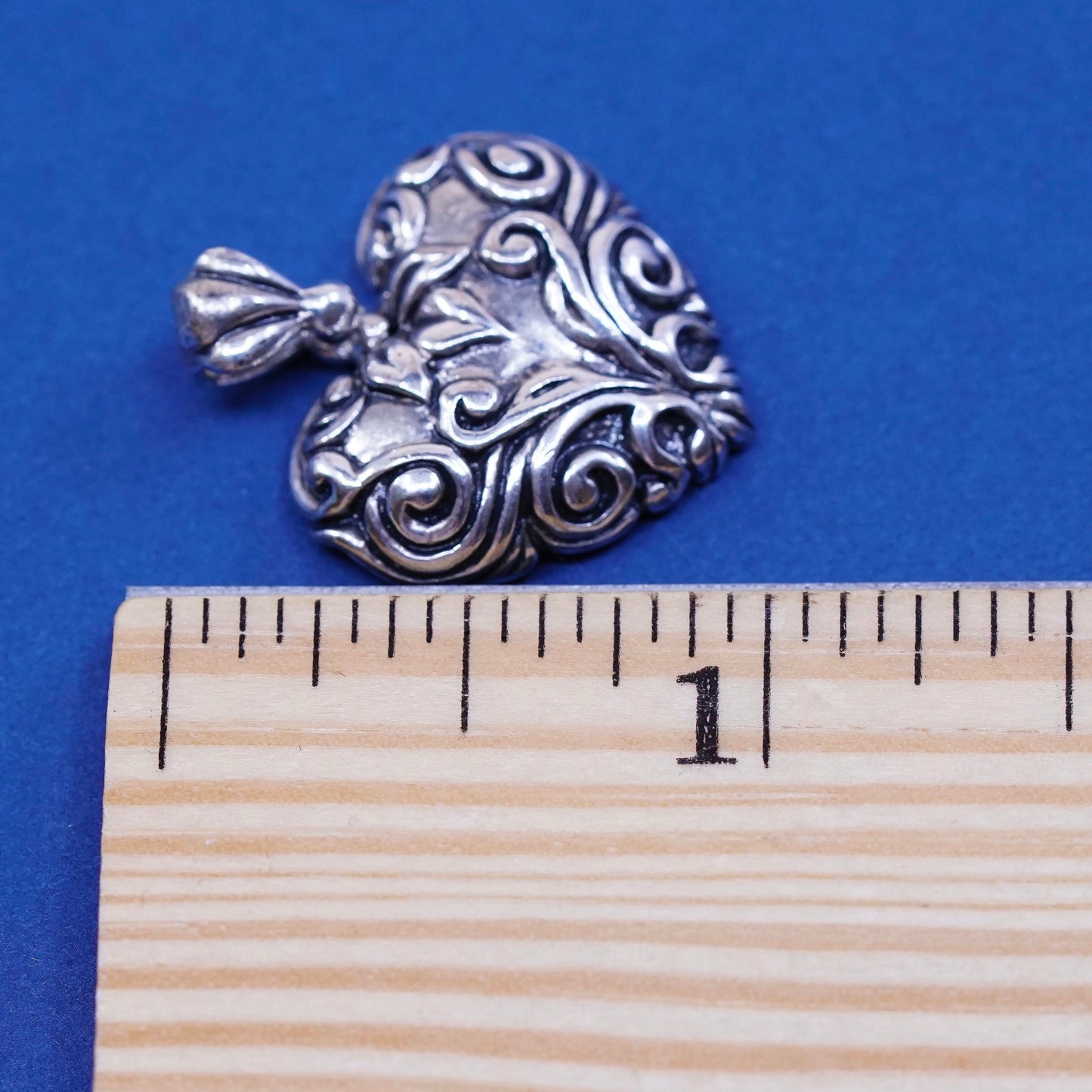 vtg Sterling silver handmade pendant, 925 filigree heart