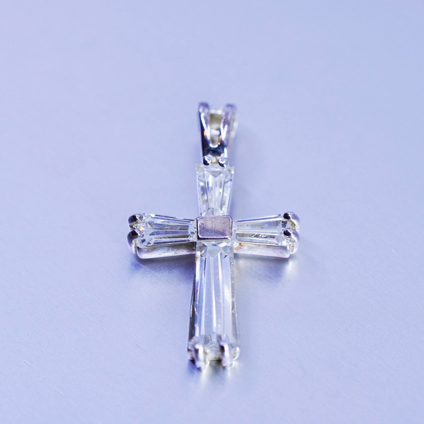 antique vermeil gold over sterling 925 silver cross pendant with Cz