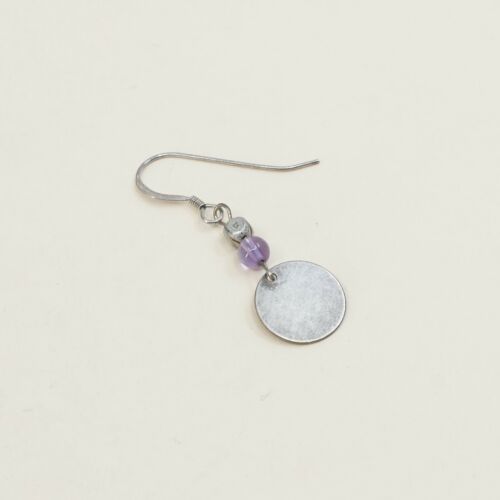 Vtg Sterling Silver Handmade Earrings, 925 dangles Tag W/ Amethyst Beads