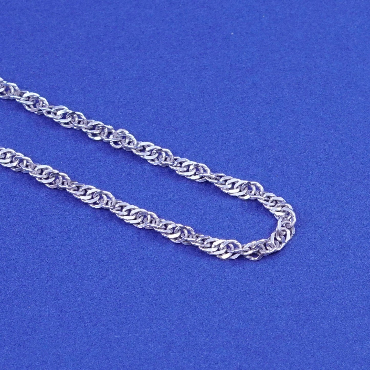 18+2”, 2mm, Sterling silver handmade necklace, 925 twisted curb link chain