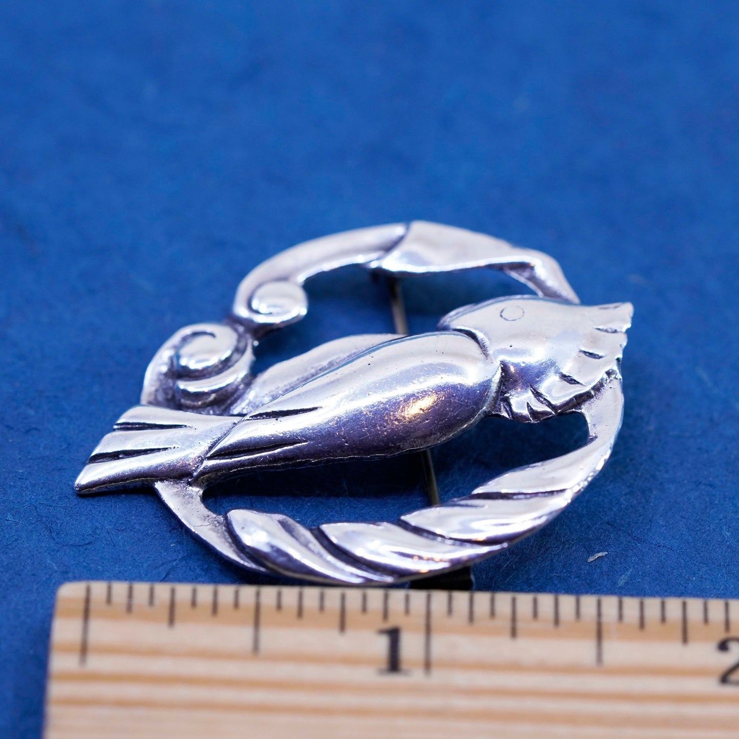 Vintage Sterling silver handmade brooch, 925 bird, parrot pin