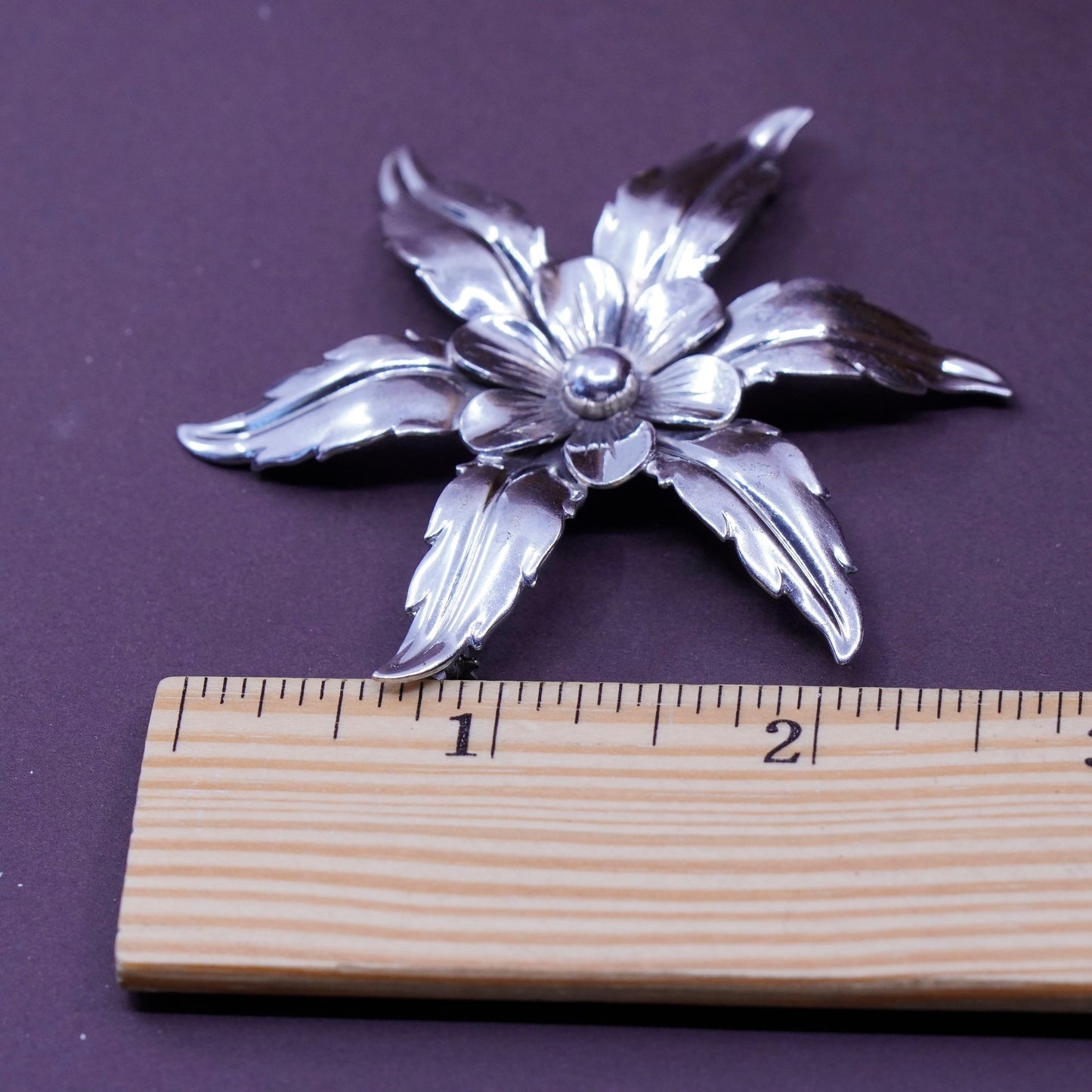 Vintage meixco handmade sterling 925 silver flower brooch