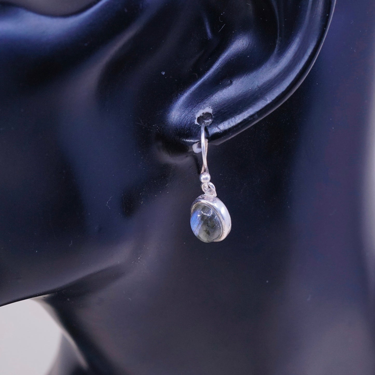 Vintage Sterling 925 silver handmade earrings with labradorite drops