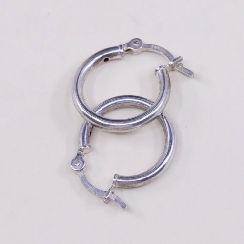 0.5”, Italy Modern 925 Sterling Silver Hoop Pierced Earrings, 925 silver huggie