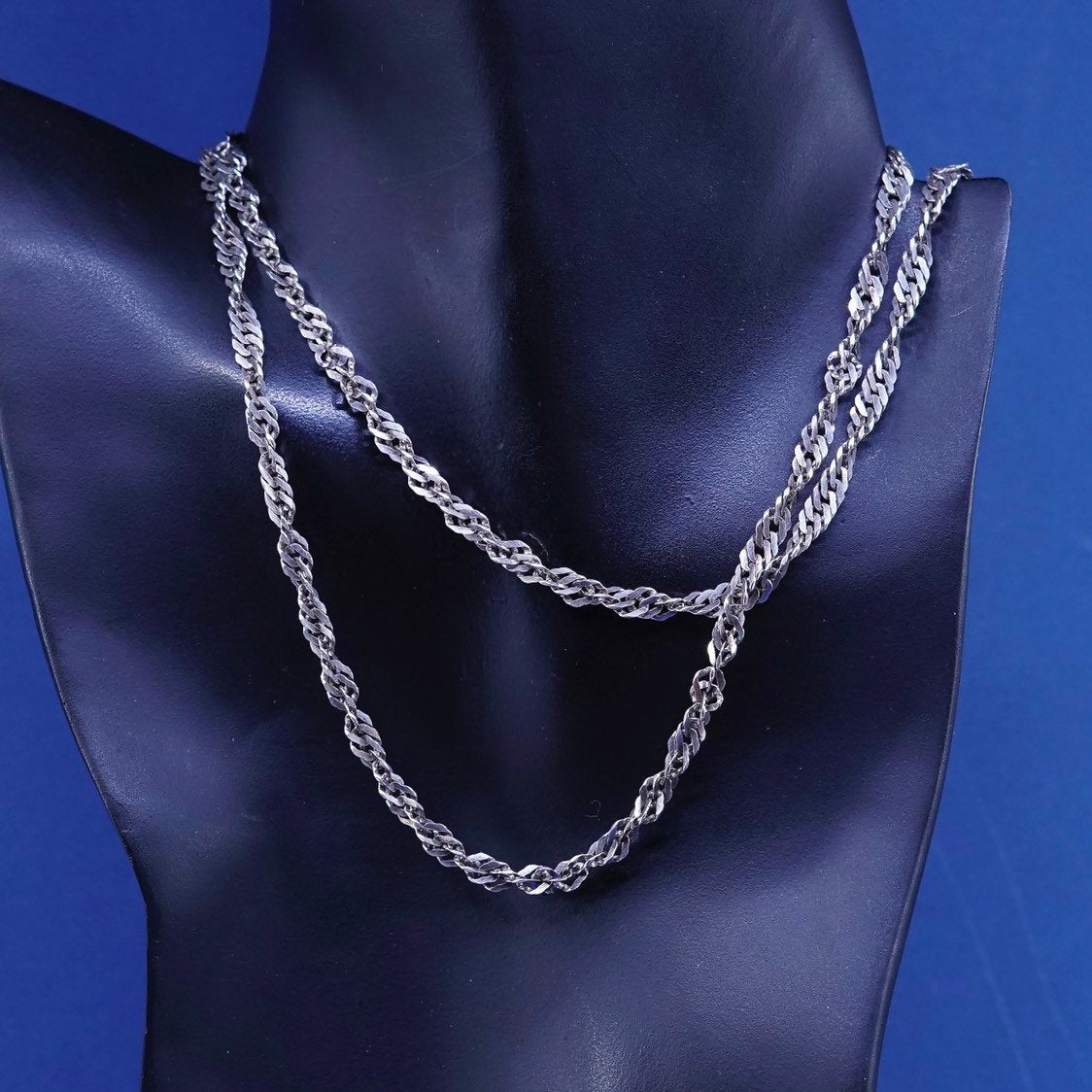 30", 5mm, vtg Sterling silver handmade necklace, 925 twisted curb chain