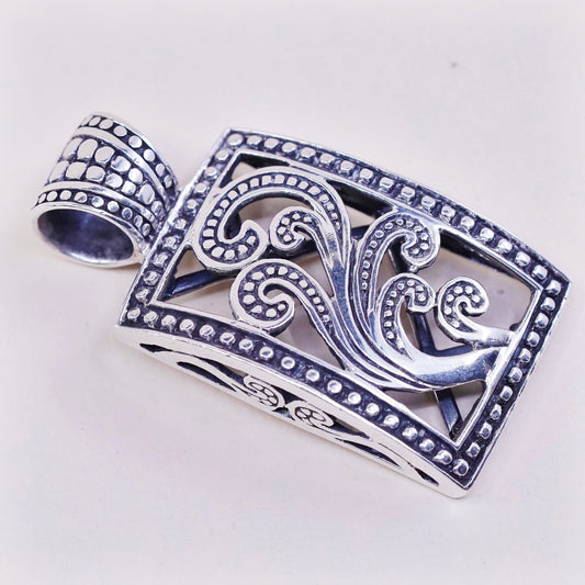 Vintage Silpada sterling silver handmade charm, 925 filigree bali slide pendant