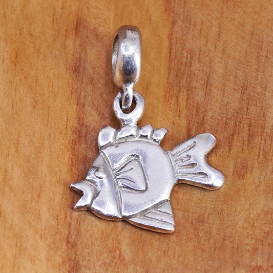 Vintage sterling silver handmade pendant, 925 fish charm