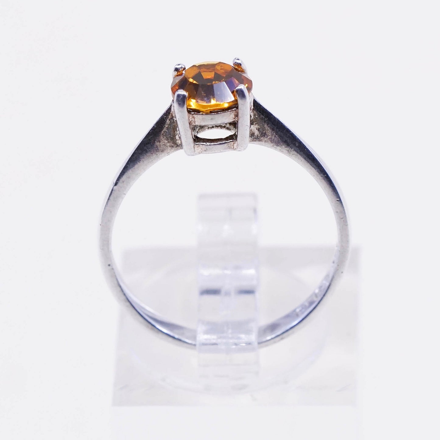 Size 7, vintage Sterling silver handmade ring, stackable 925 with citrine